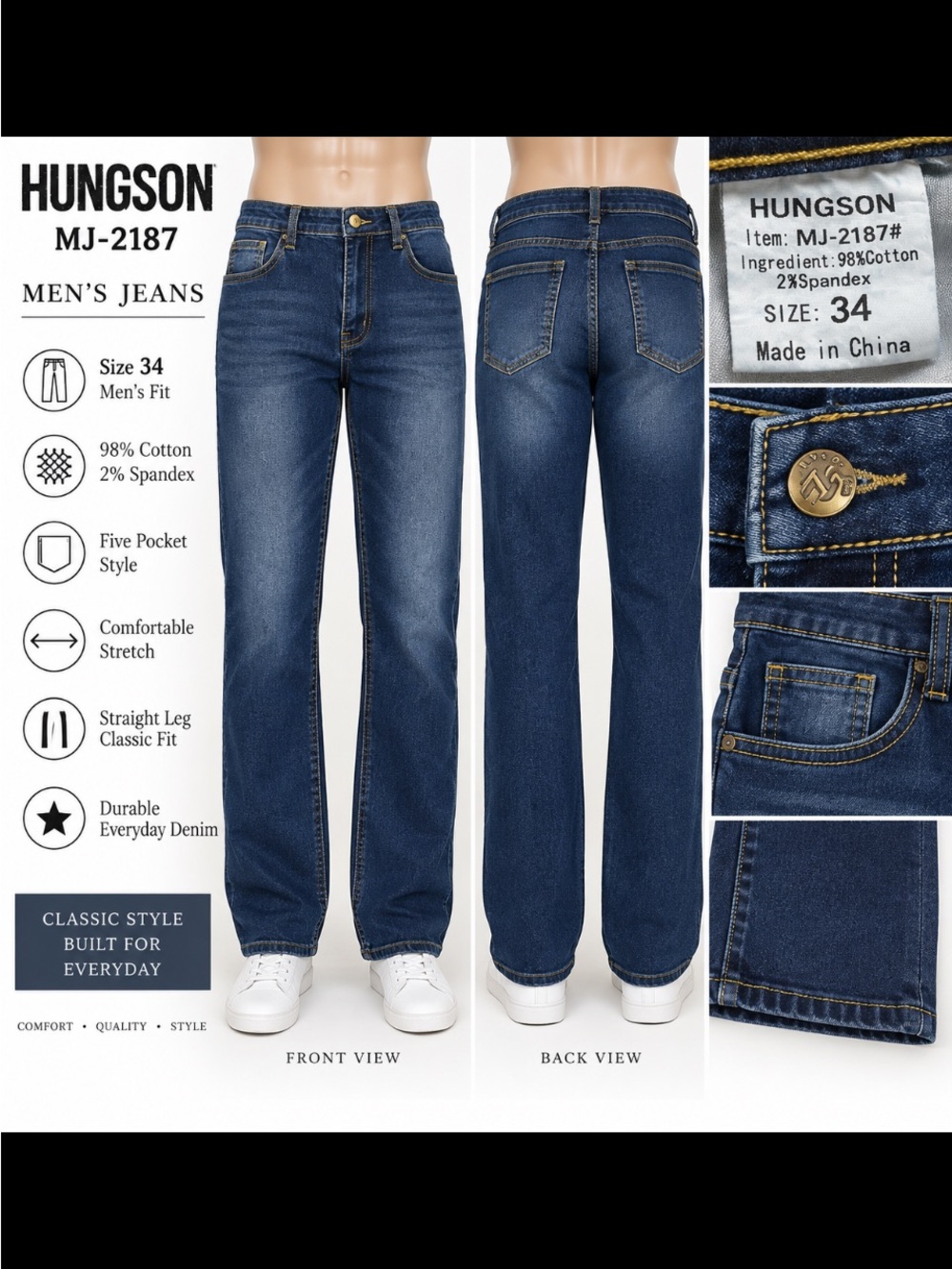 Blue Straight-Leg Jeans for Women